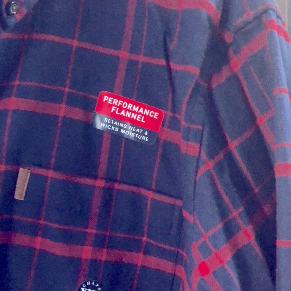 Mens’s CHAPS Flannel Shirt Navy and Red - Picture 8 of 9